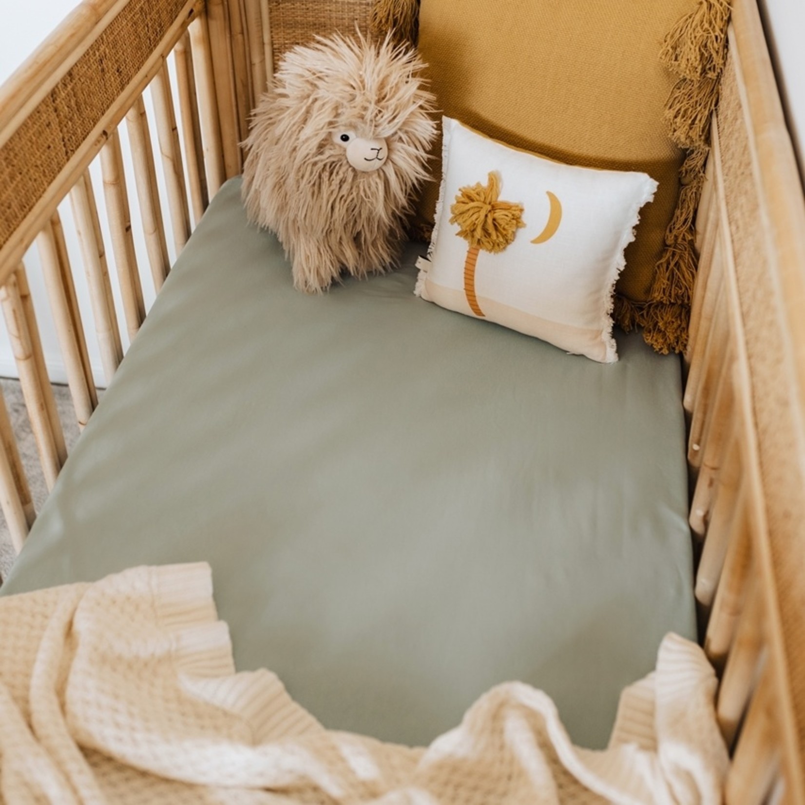 Snuggle Hunny Fitted Cot Sheet Sage