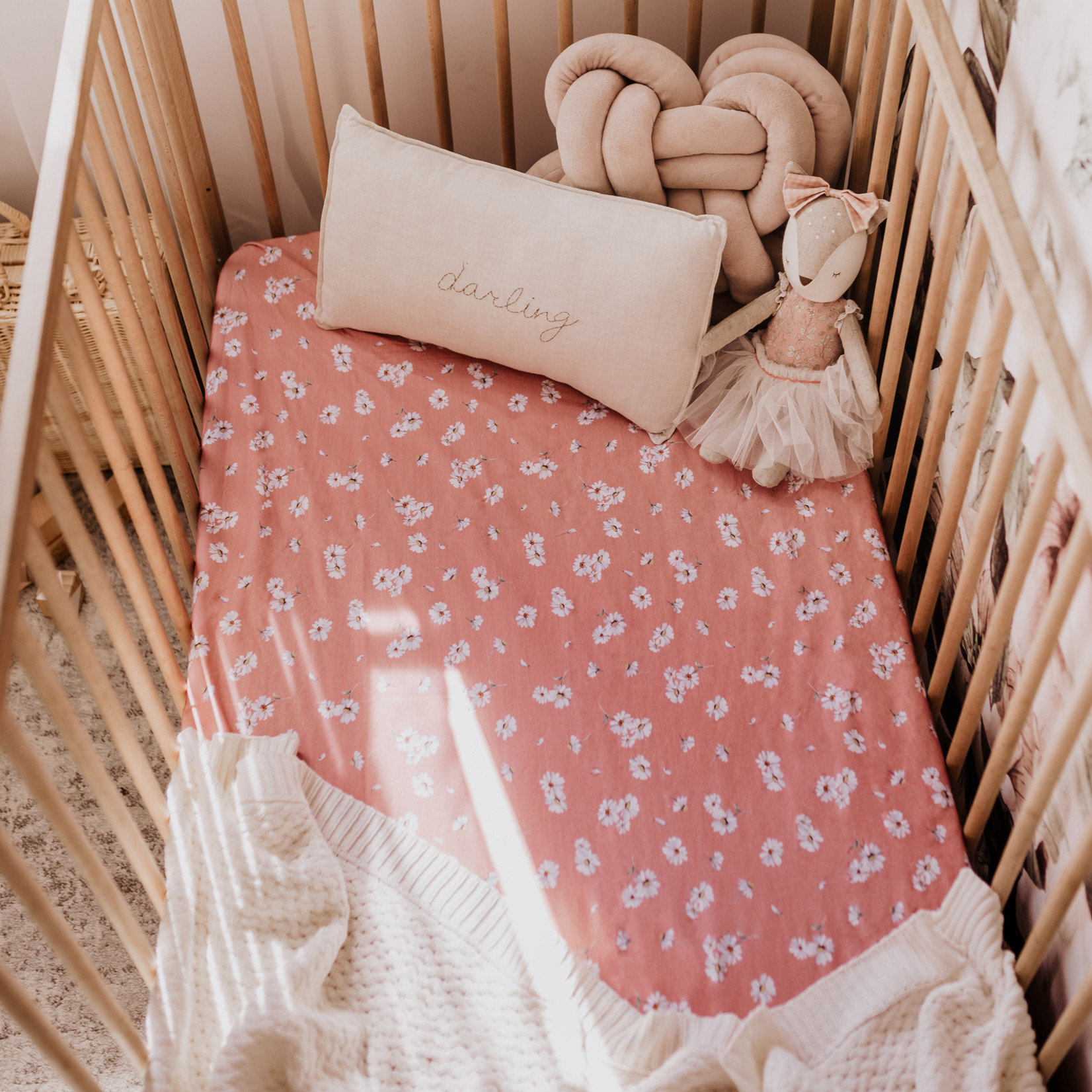 Snuggle Hunny Fitted Cot Sheet-Daisy