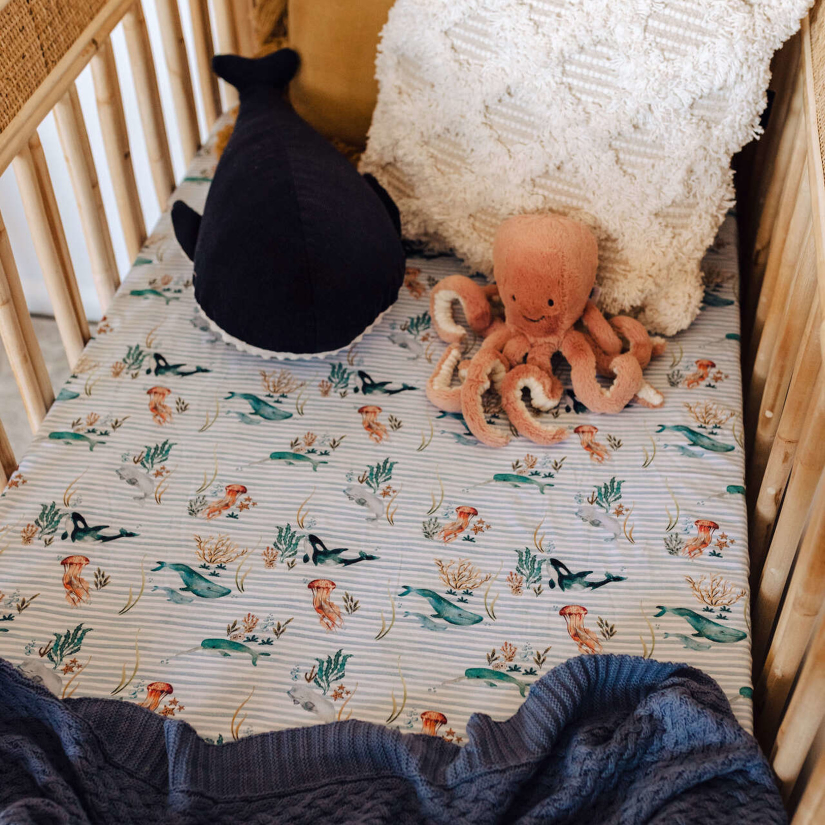 Snuggle Hunny Fitted Cot Sheet Whale