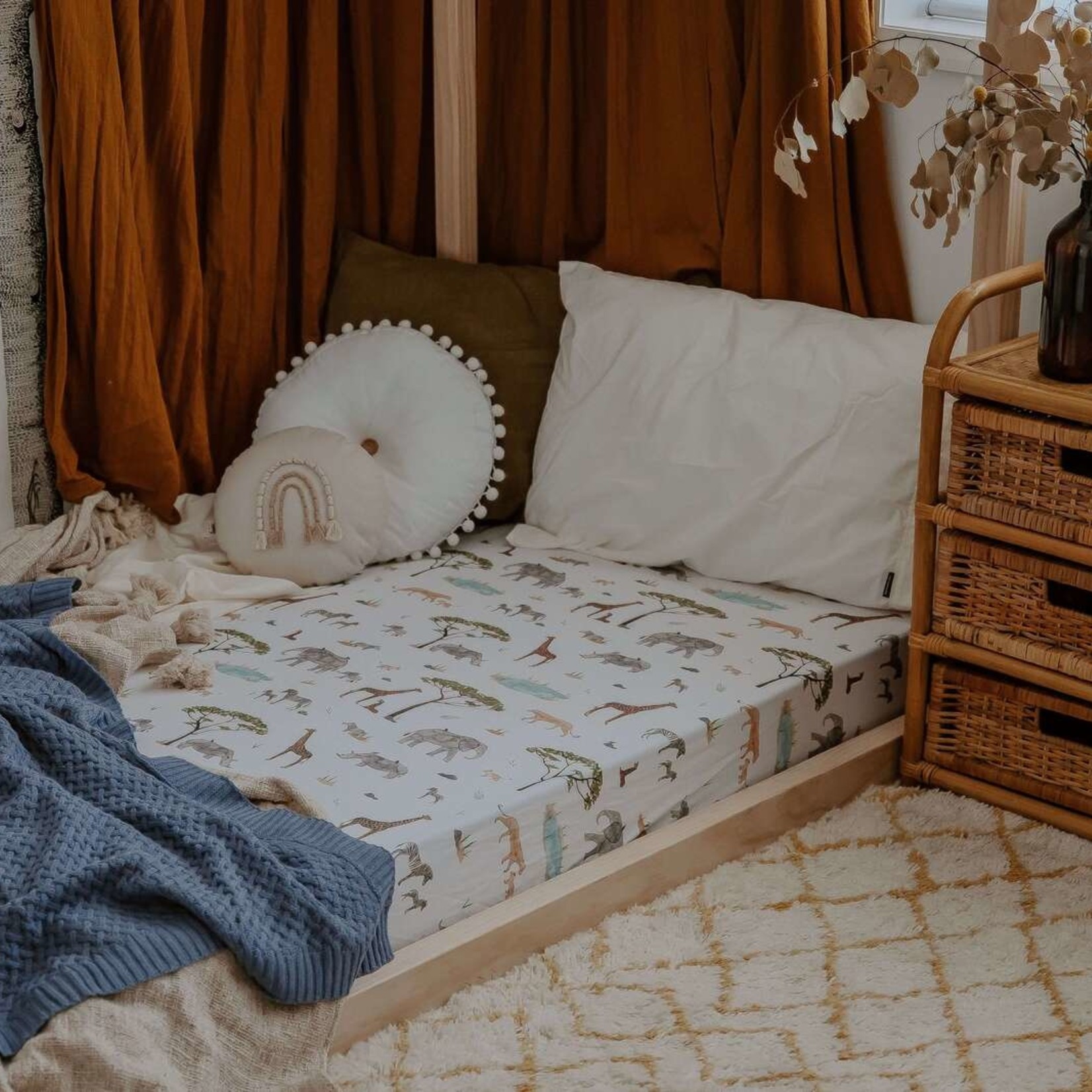 Fitted Cot Sheet Safari Whole Bubs