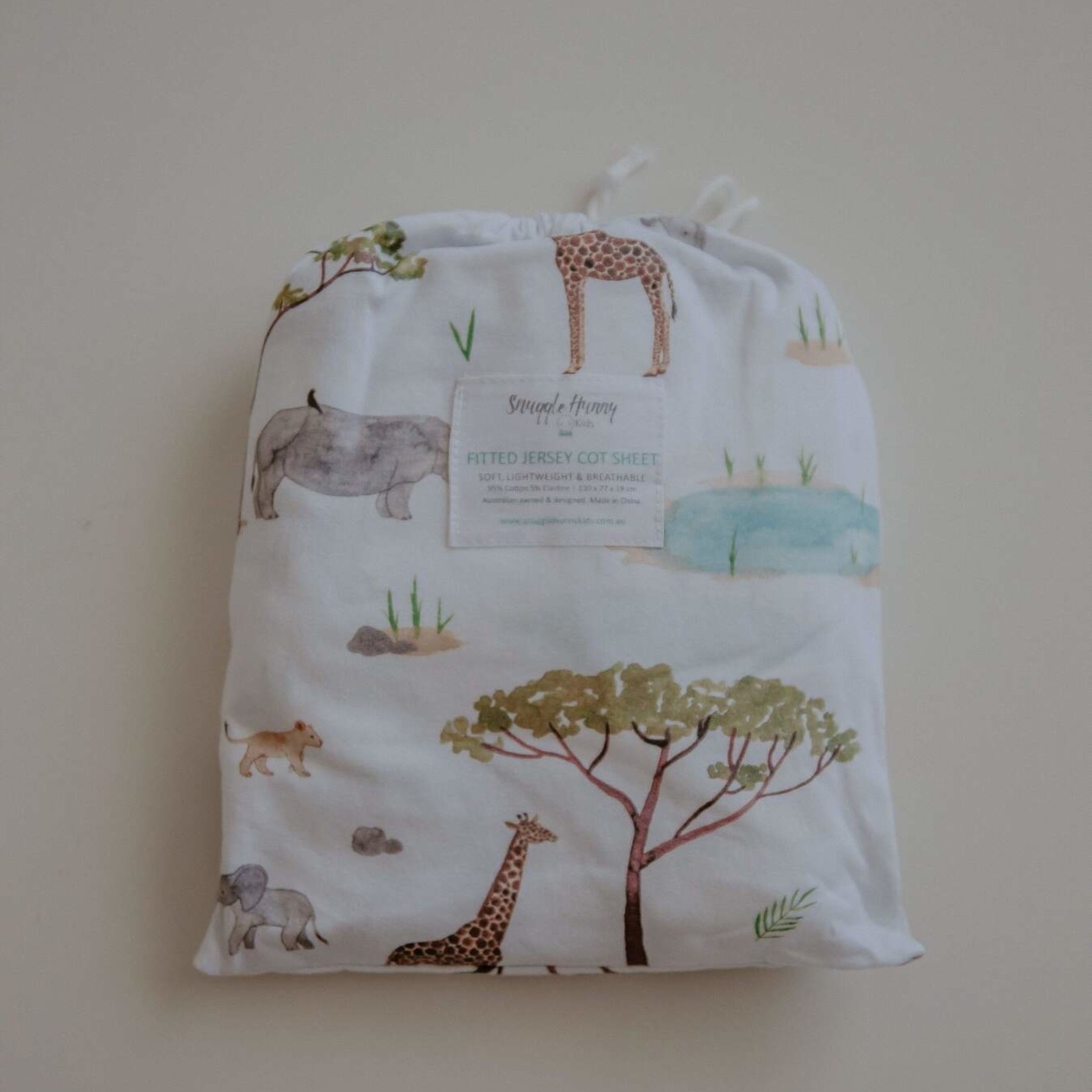 Fitted Cot Sheet Safari Whole Bubs