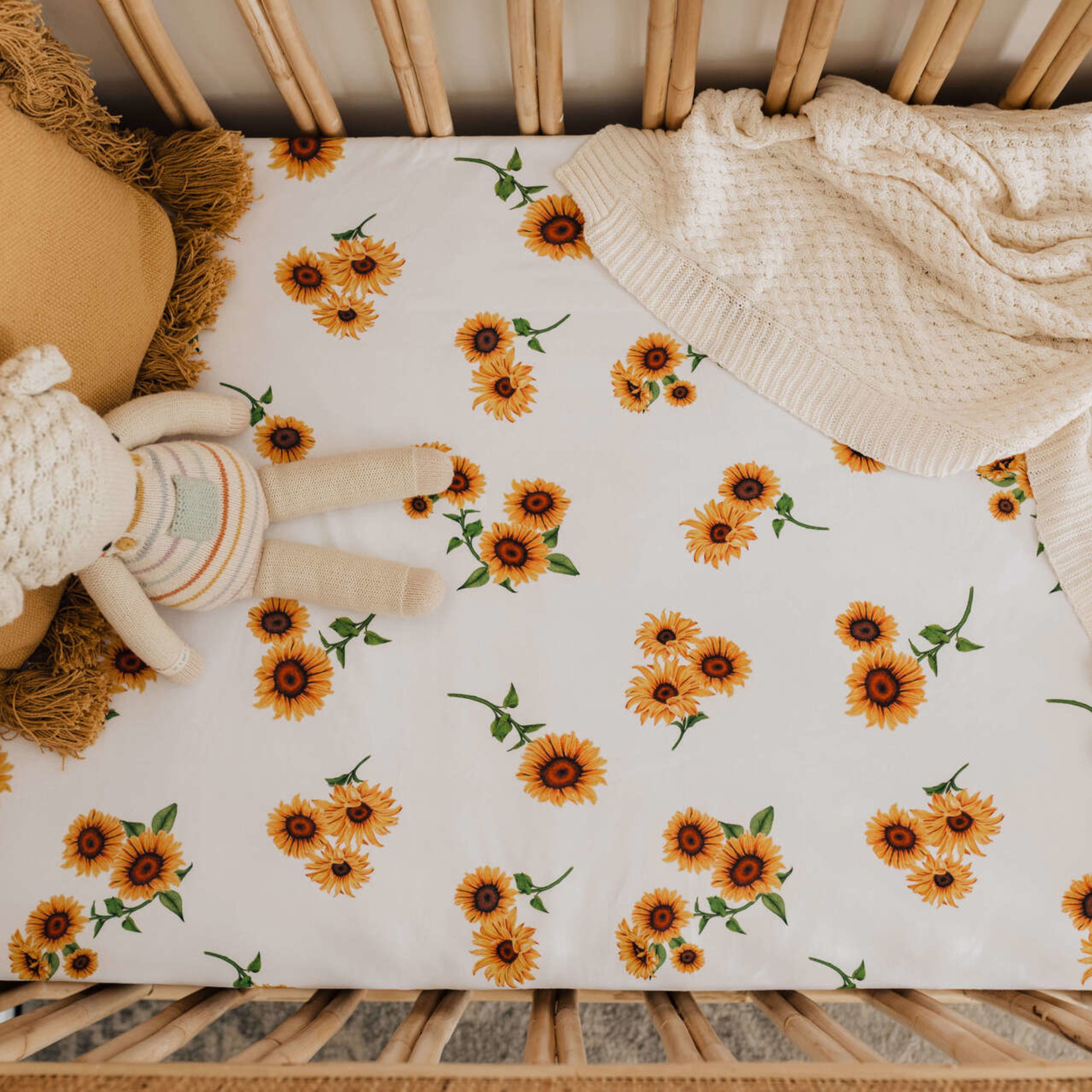 Snuggle Hunny Fitted Cot Sheet Sunflower