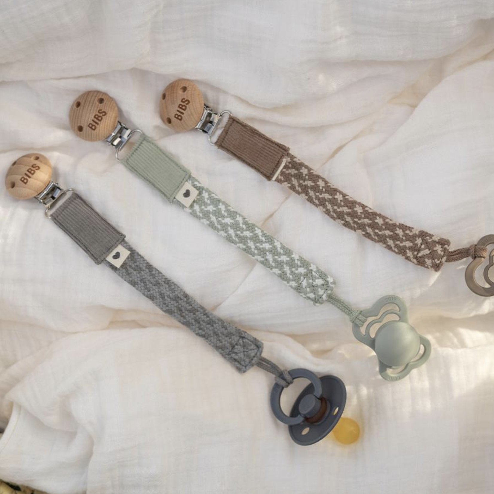 BIBS Paci Braid-Dark Oak/Vanilla