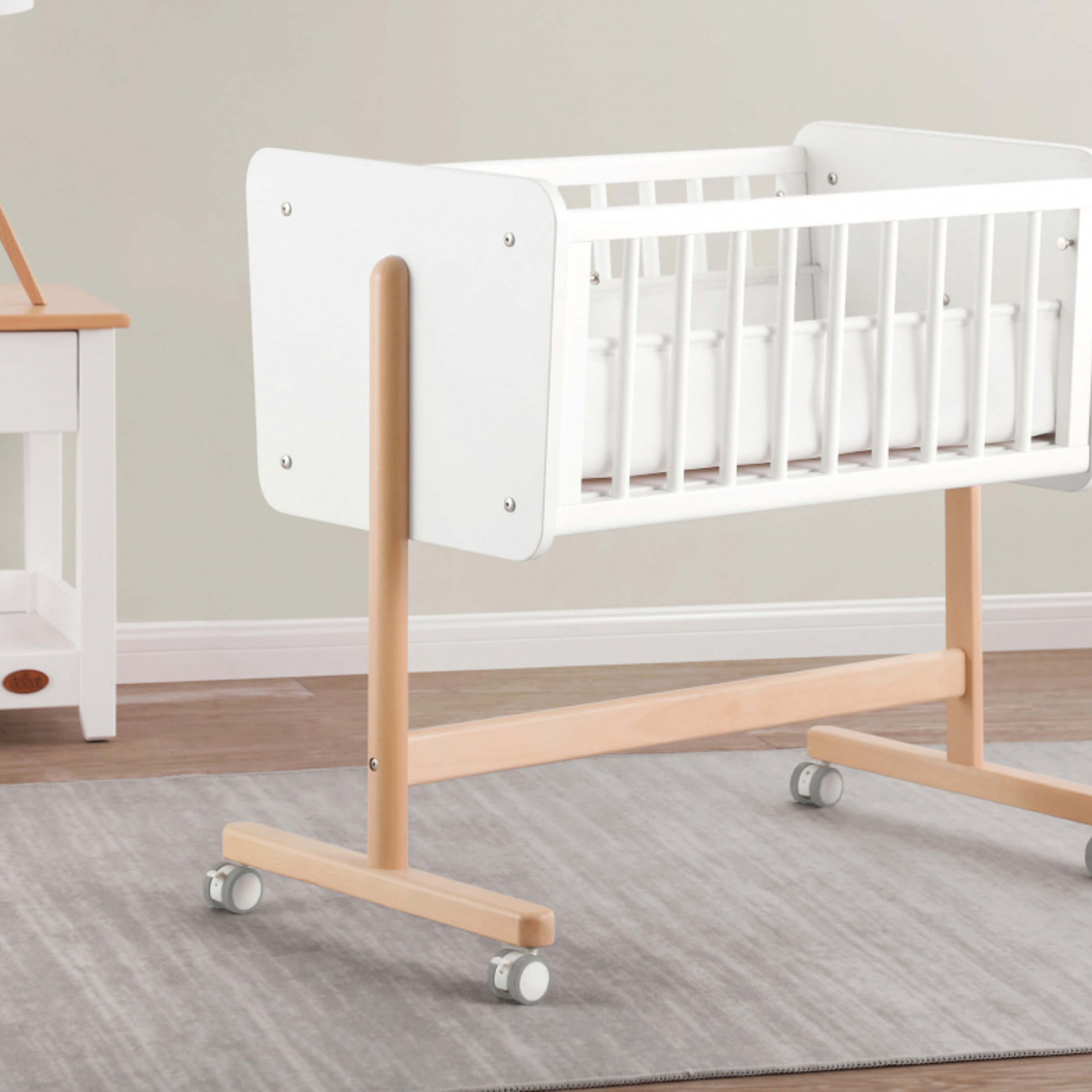 Boori Neat Bedside Sleeper-Barley White & Beech(mattress included)