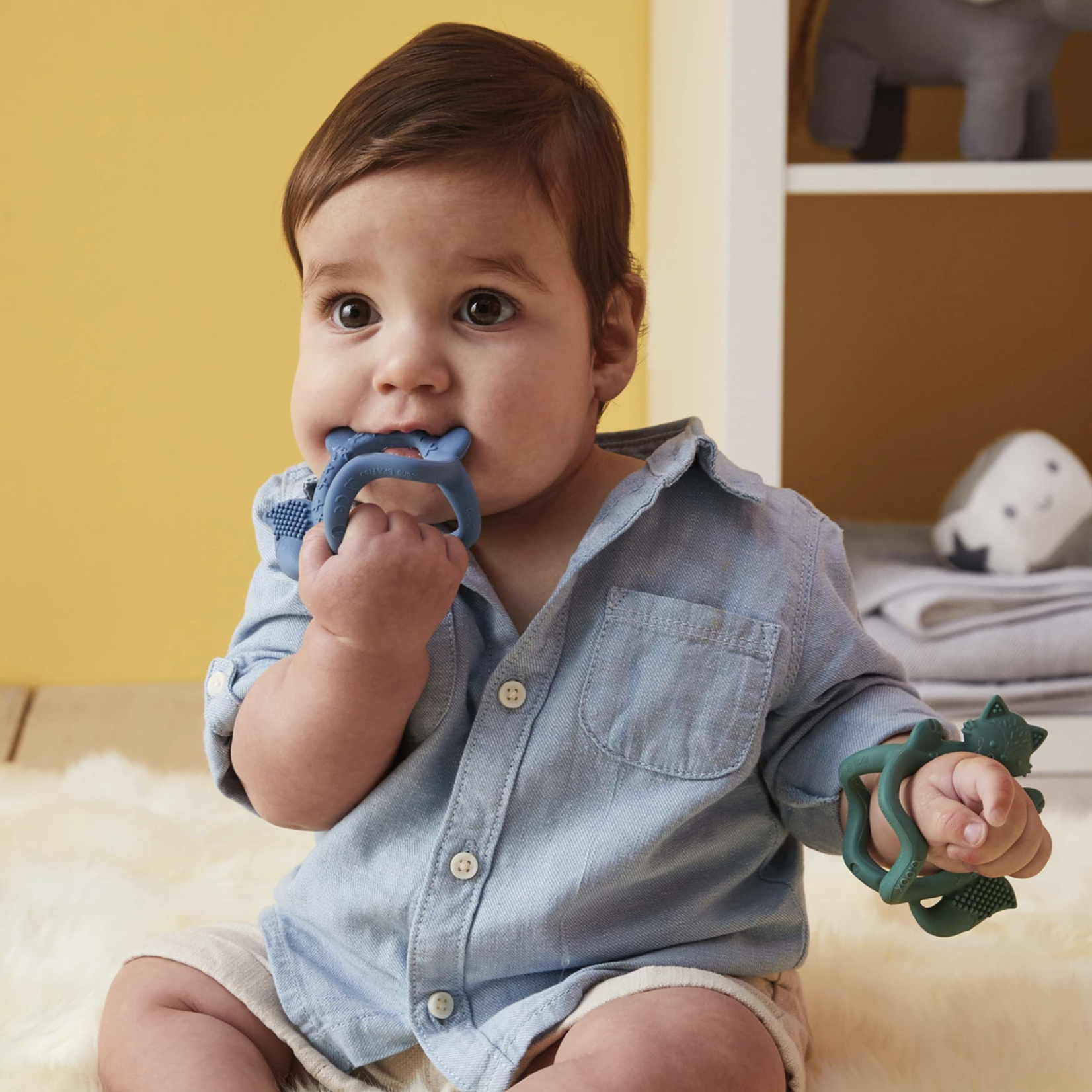 B.Box Wrist Teether - Lullaby Blue Fox