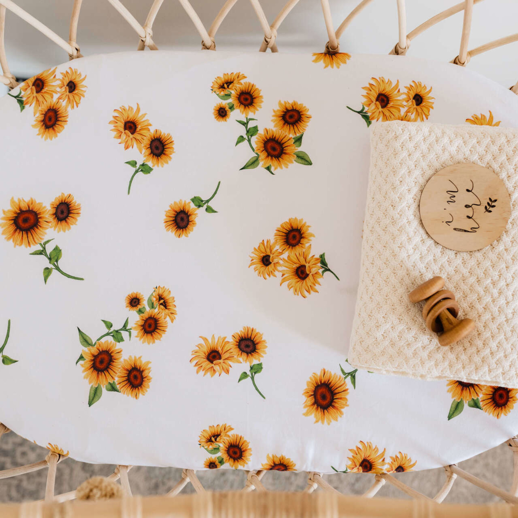 Snuggle Hunny Bassinet Sheet / Change Pad Cover-Sunflower