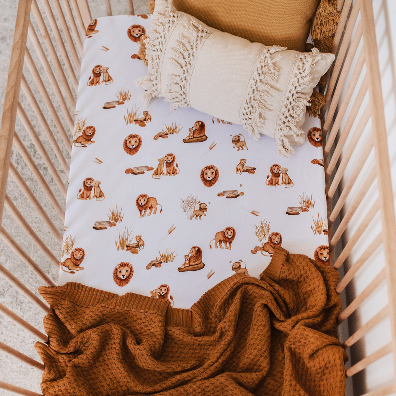 Snuggle Hunny Fitted Cot Sheet-Lion
