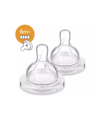 PHILIPS AVENT Anti-colic teat Silicone Teat Twin Pk Fast Flow 6m+(scf634/27)