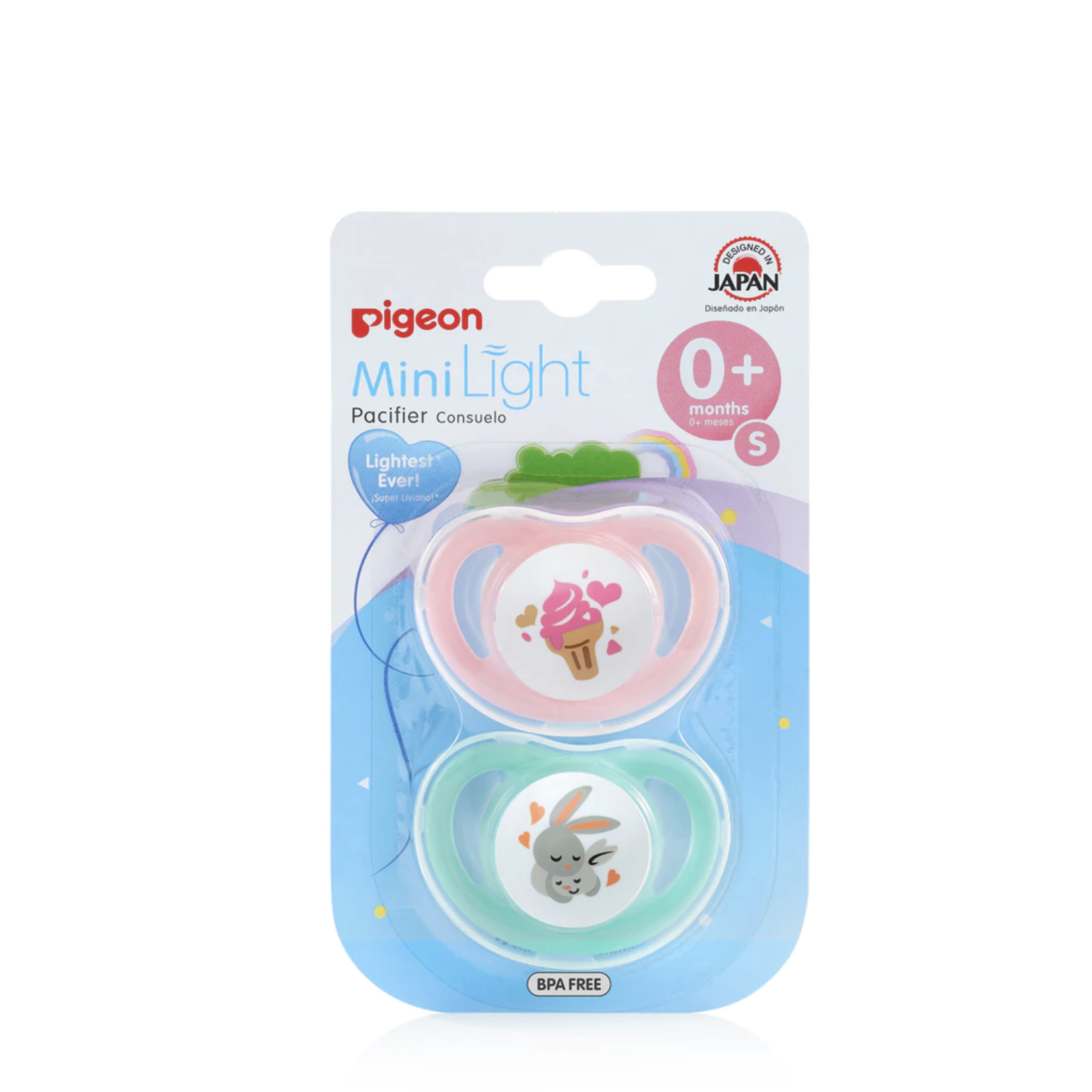 Pigeon MiniLight Pacifier(Twin Pack)Small 0M+ Pink