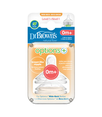 Dr Brown's Level 1 Wide-Neck Options+ Teat, 2-Pack