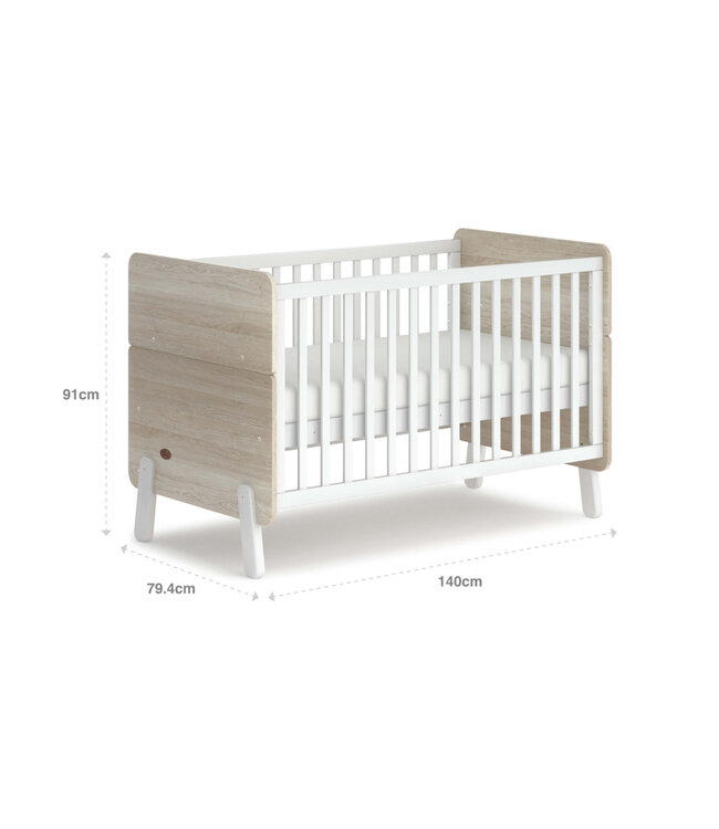 Boori Natty Cot Bed-Barley White & Oak(B-NACB/BAOA)