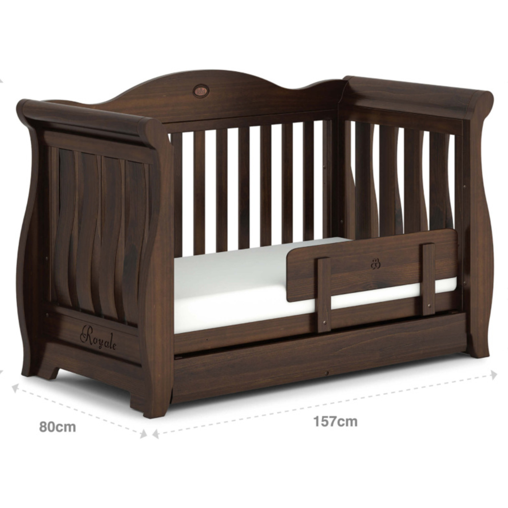 Boori Sleigh Royale Cot Bed-Coffee