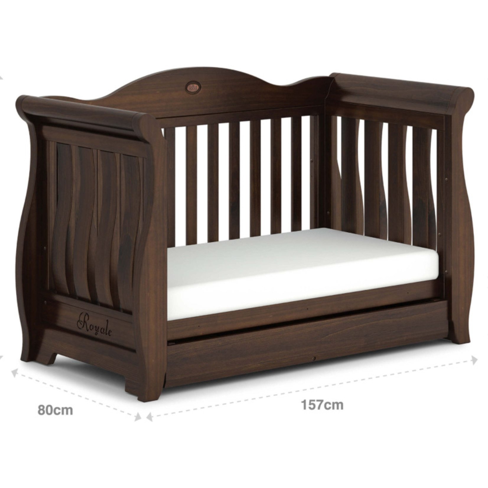 Boori Sleigh Royale Cot Bed-Coffee