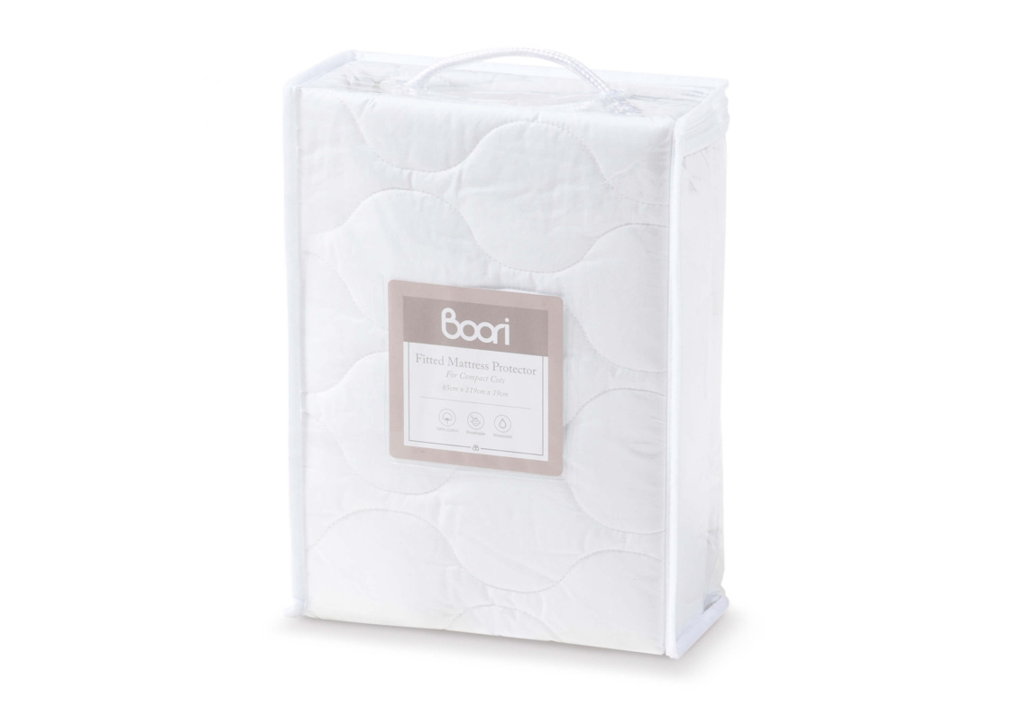 Boori Compact Cot Fitted Mattress Protector (119cm x 65cm) Whole Bubs