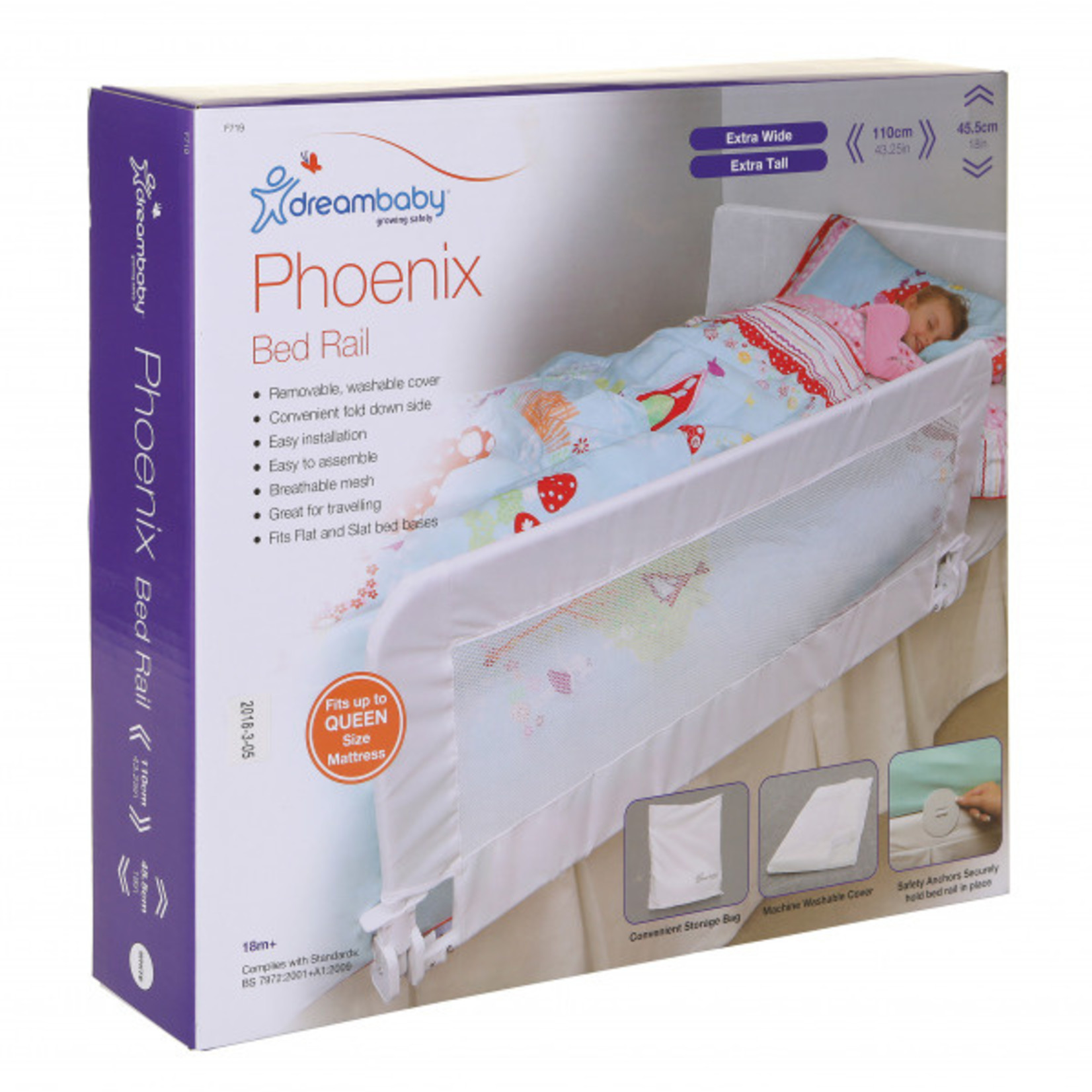 Dreambaby PHOENIX BED RAIL - WHITE(f719)