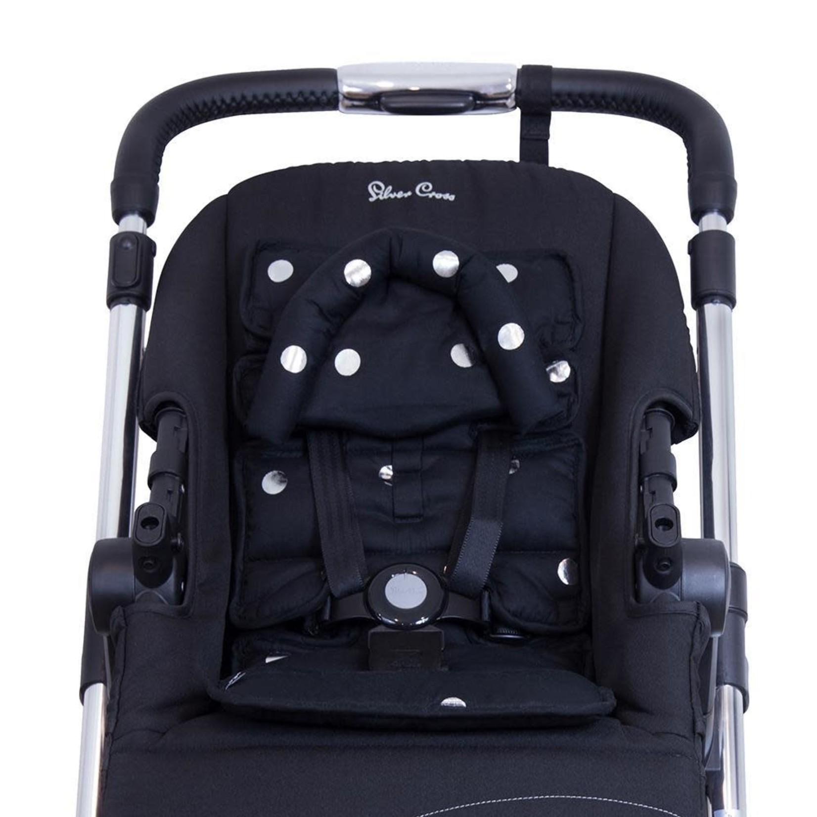 Outlookbaby Mini Pram Liner with adjustable head support - Black/Silver Spots