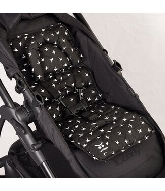 Outlookbaby Mini Pram Liner with adjustable head support - Black with White Swallows