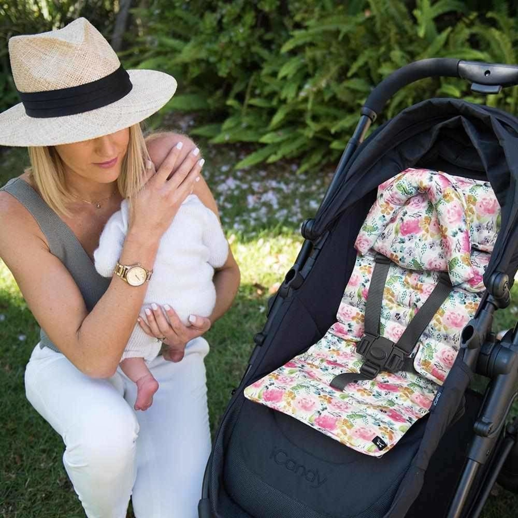 Outlookbaby Mini Pram Liner with adjustable head support - Floral Delight