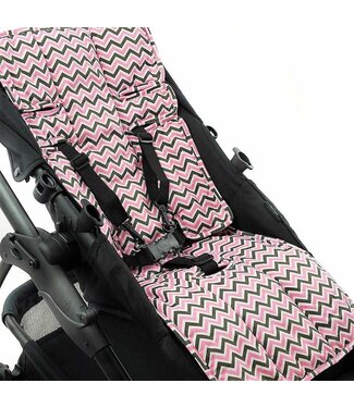 Outlookbaby Pram Liner - Pink Grey Chevron