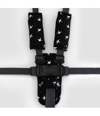 Outlookbaby 3 Piece Harness Cover Set - Black with White Swallows