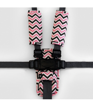 Outlookbaby 3 Piece Harness Cover Set-Charcoal Pink Chevron