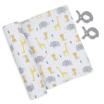 Living Textiles Muslin Swaddle & Pram Pegs - Animal Parade