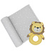 Living Textiles Jersey Swaddle & Ring Rattle Gift Set-Stars/Lion