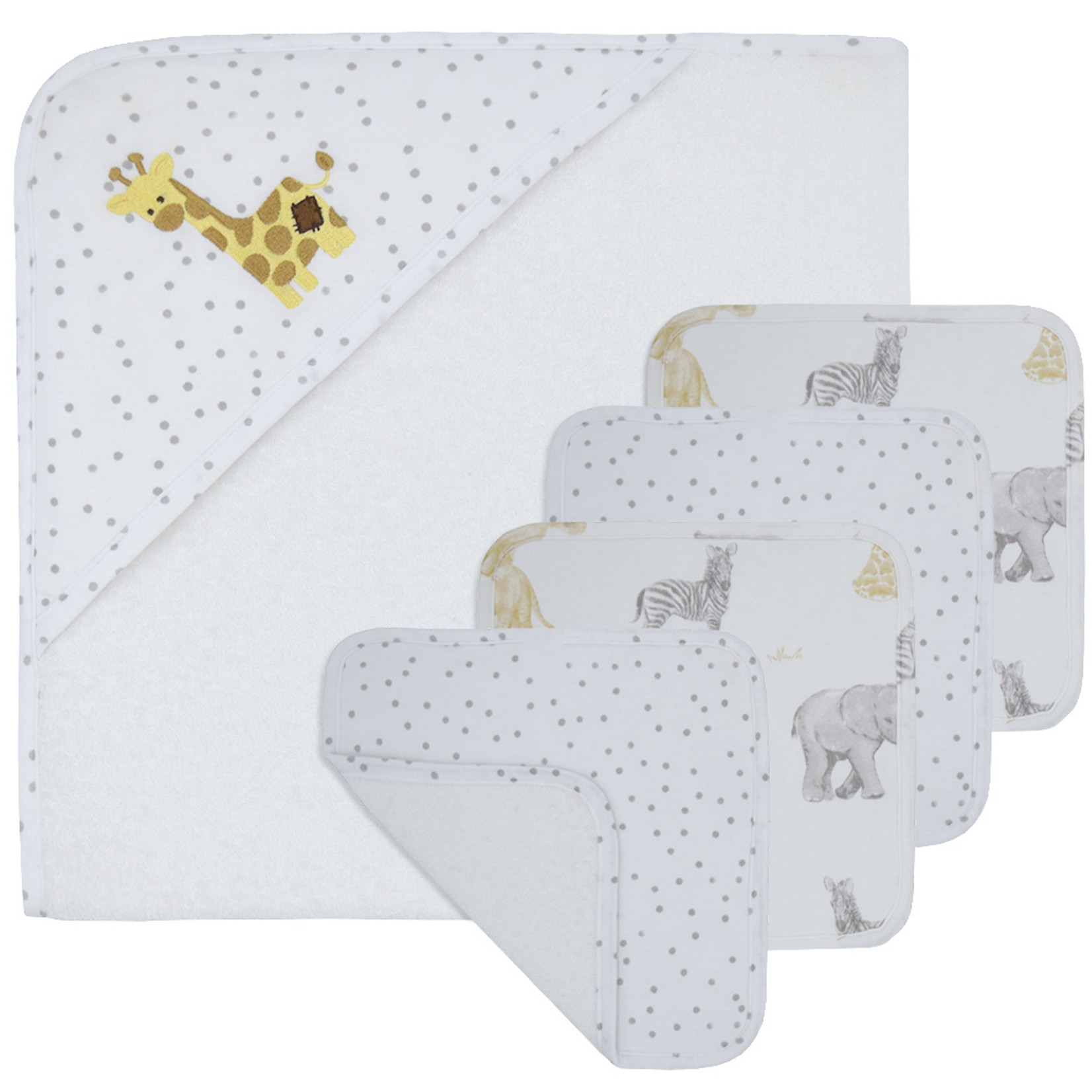 Living Textiles 5-piece Bath Gift Set - Savanna Babies/Pitter Patter Giraffe