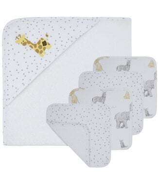 Living Textiles 5-piece Bath Gift Set - Savanna Babies/Pitter Patter Giraffe