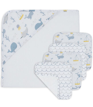 Living Textiles 5-piece Bath Gift Set-Whale of a Time