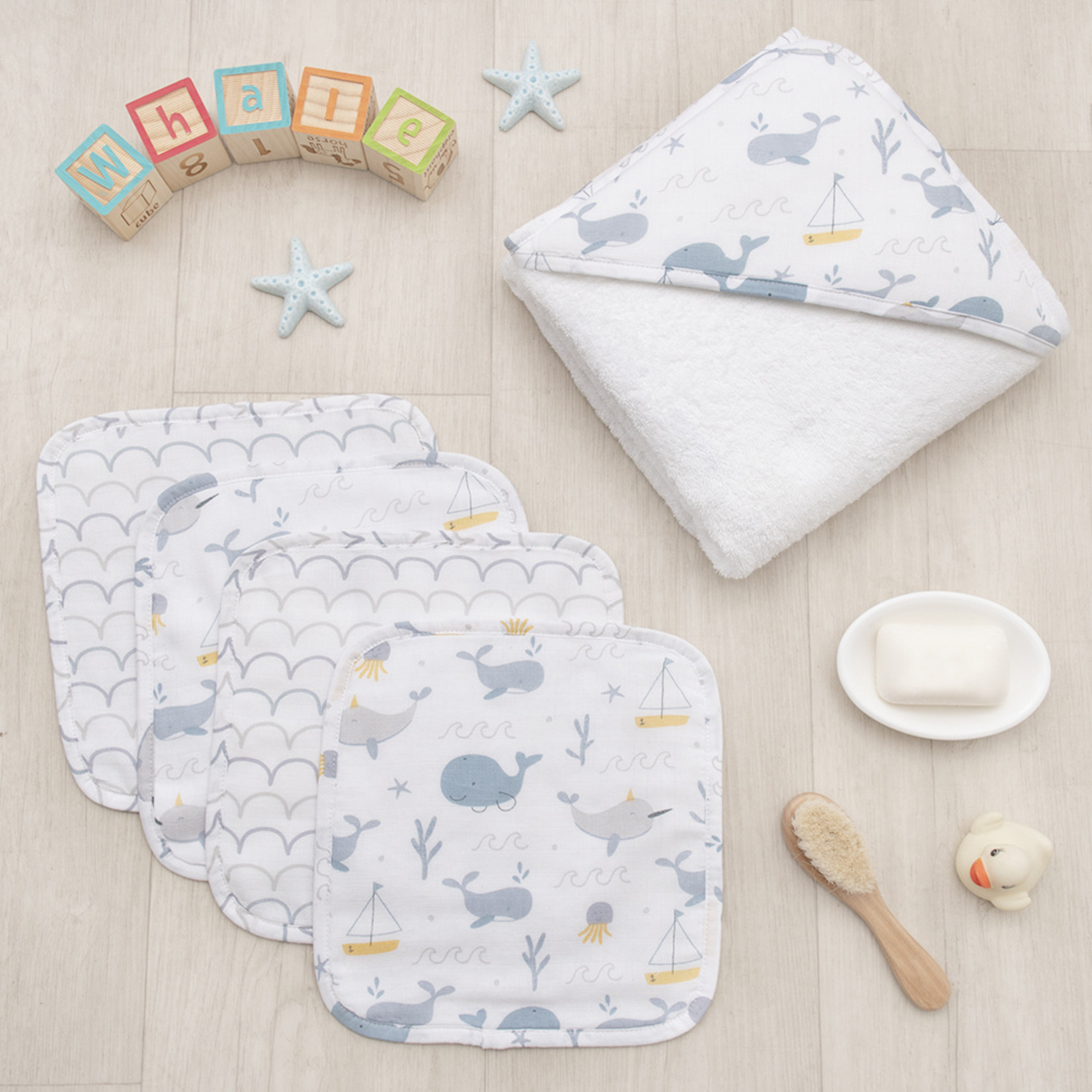 Living Textiles 5-piece Bath Gift Set-Whale of a Time