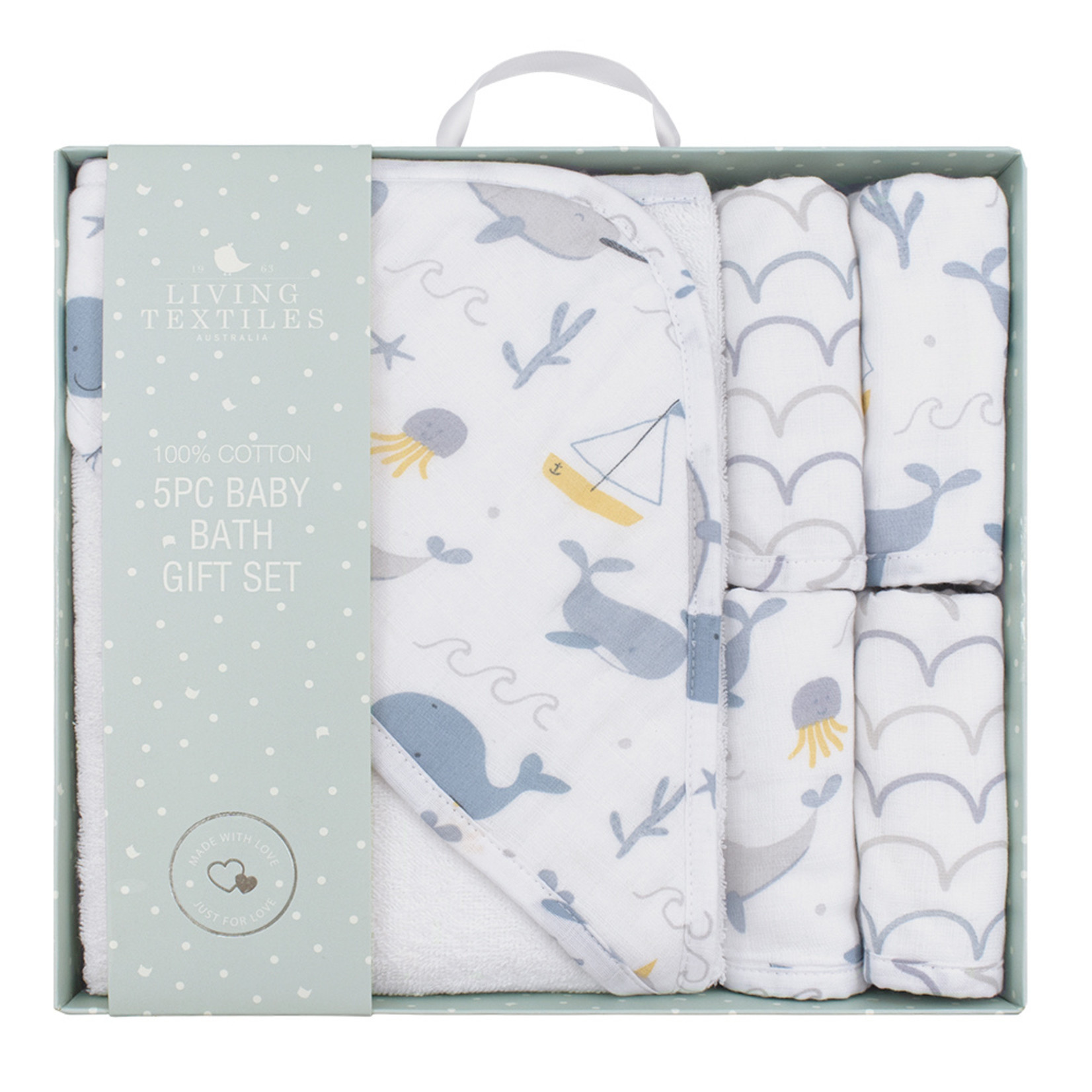 Living Textiles 5-piece Bath Gift Set-Whale of a Time