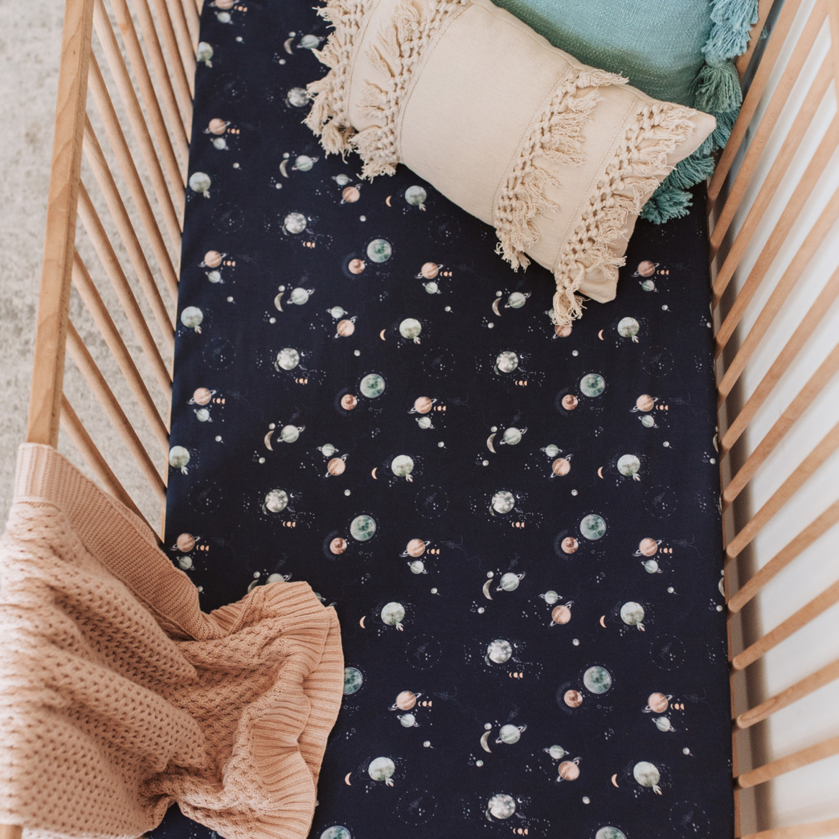 Snuggle Hunny Fitted Cot Sheet - Milky Way