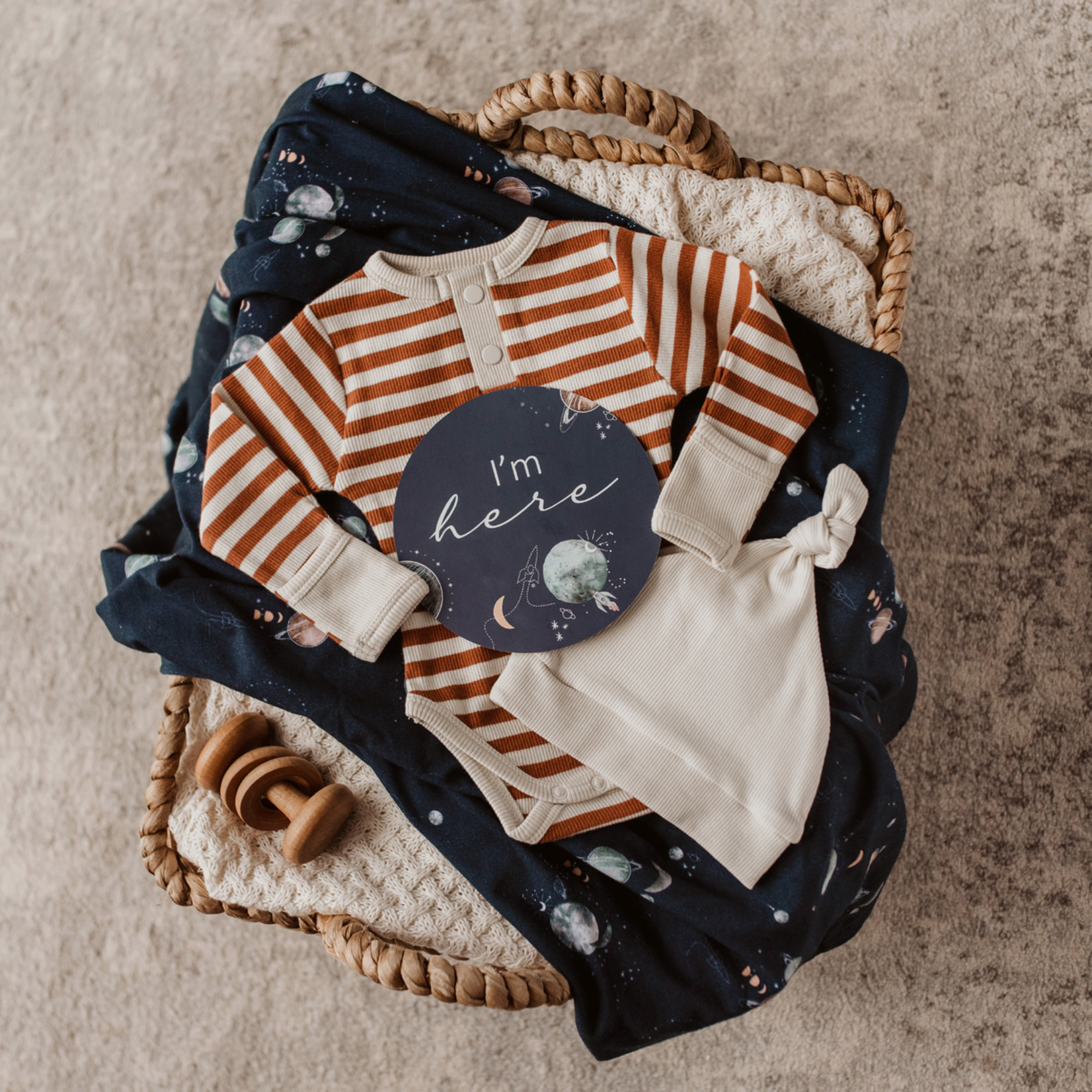 Snuggle Hunny Baby Jersey Wrap & Beanie Set - Milky Way
