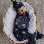 Snuggle Hunny Baby Jersey Wrap & Beanie Set - Milky Way