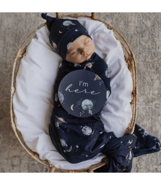 Snuggle Hunny Baby Jersey Wrap & Beanie Set - Milky Way