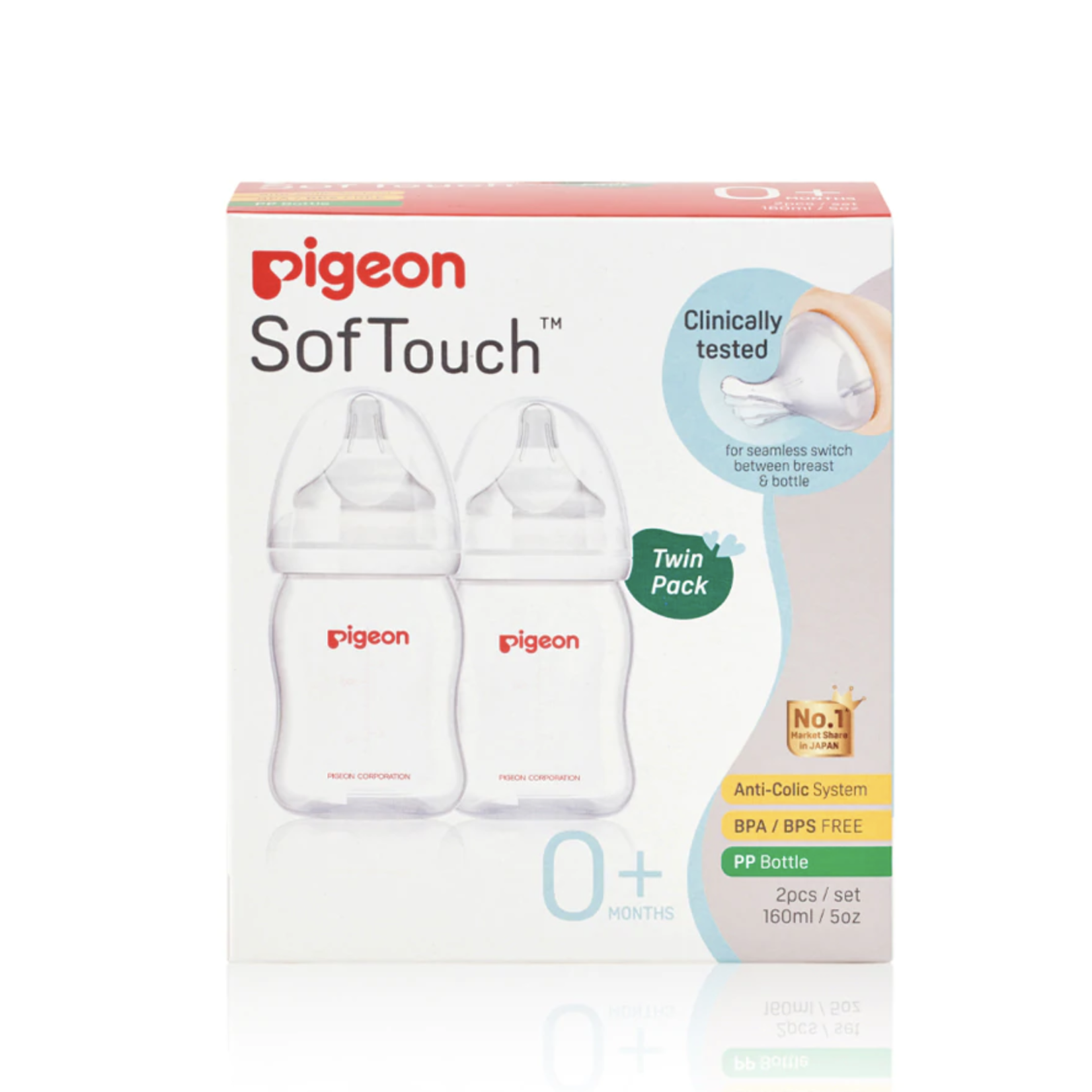 Pigeon SofTouch™ Bottle PP Twin Pack 160ml