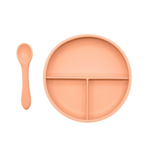 OB Designs Suction Divider Plate & Spoon Set | Peach