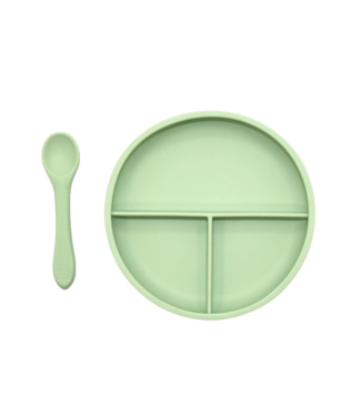 OB Designs Suction Divider Plate & Spoon Set | Mint