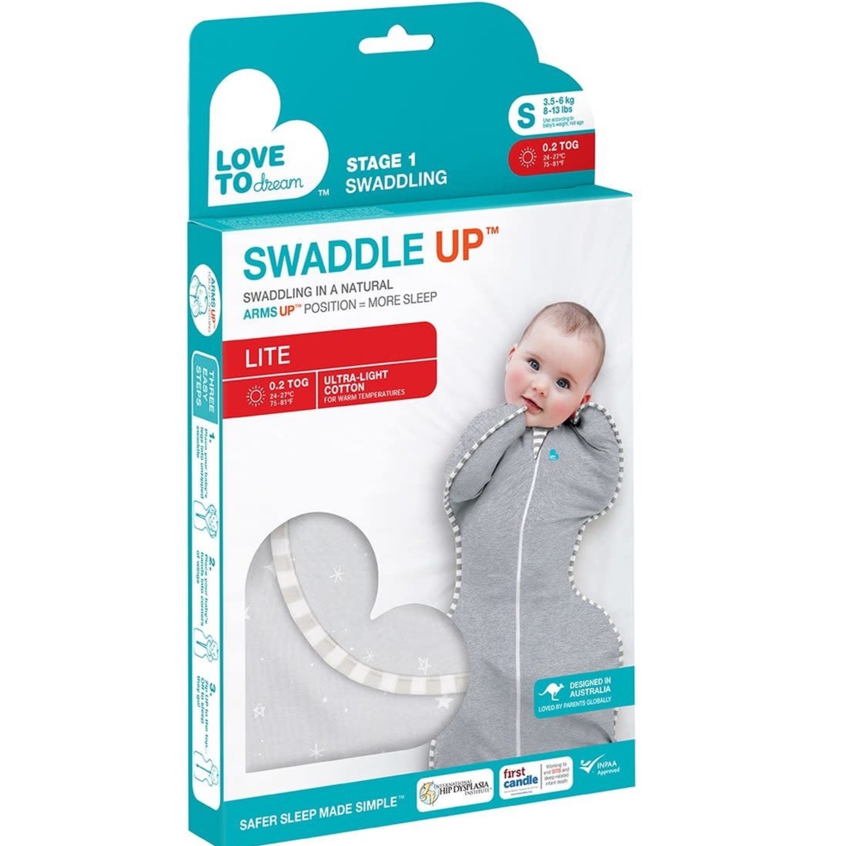 Love To Dream SWADDLE UP™ Cotton 0.2T-Grey Stars