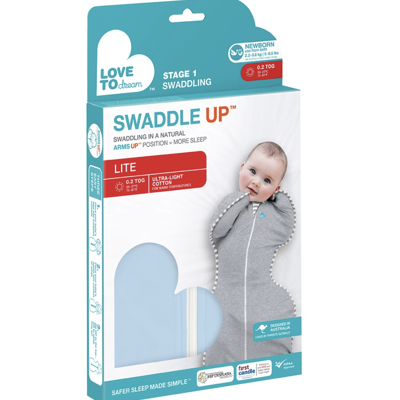 Love To Dream SWADDLE UP™ Cotton 0.2T-Light Blue