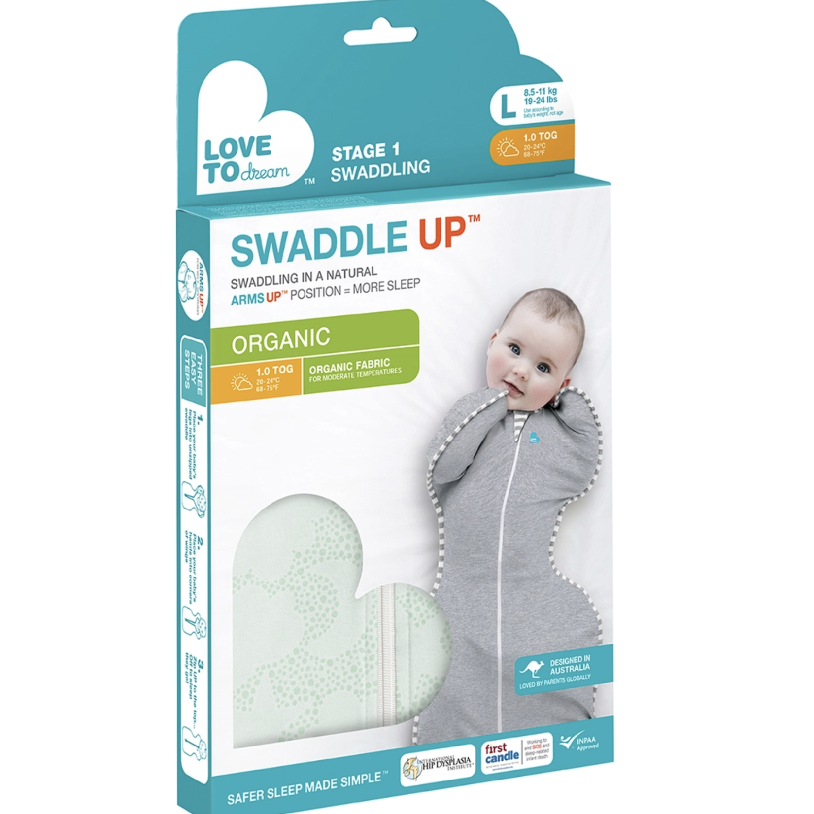 Love To Dream SWADDLE UP Organic 1.0T-Mint Celestial