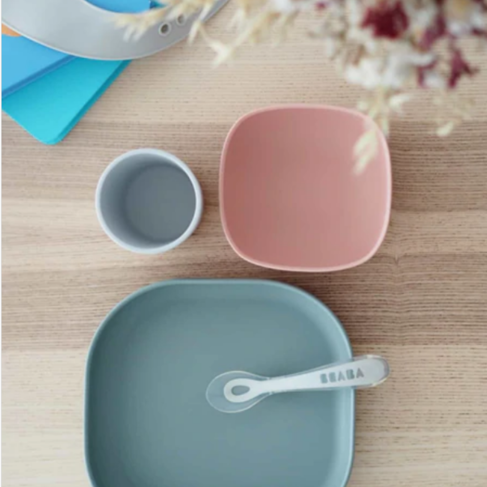 BEABA SILICONE SUCTION MEAL SET (4 PCS) EUCALYPTUS