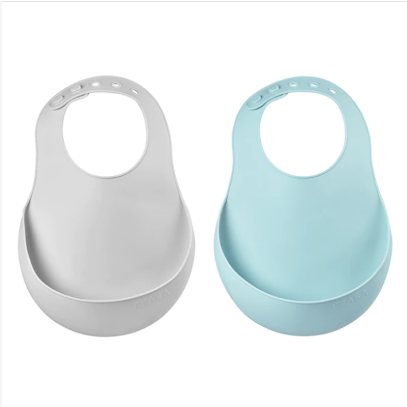 BEABA SET OF 2 SILICONE BIB GREEN BLUE / LIGHT GREY