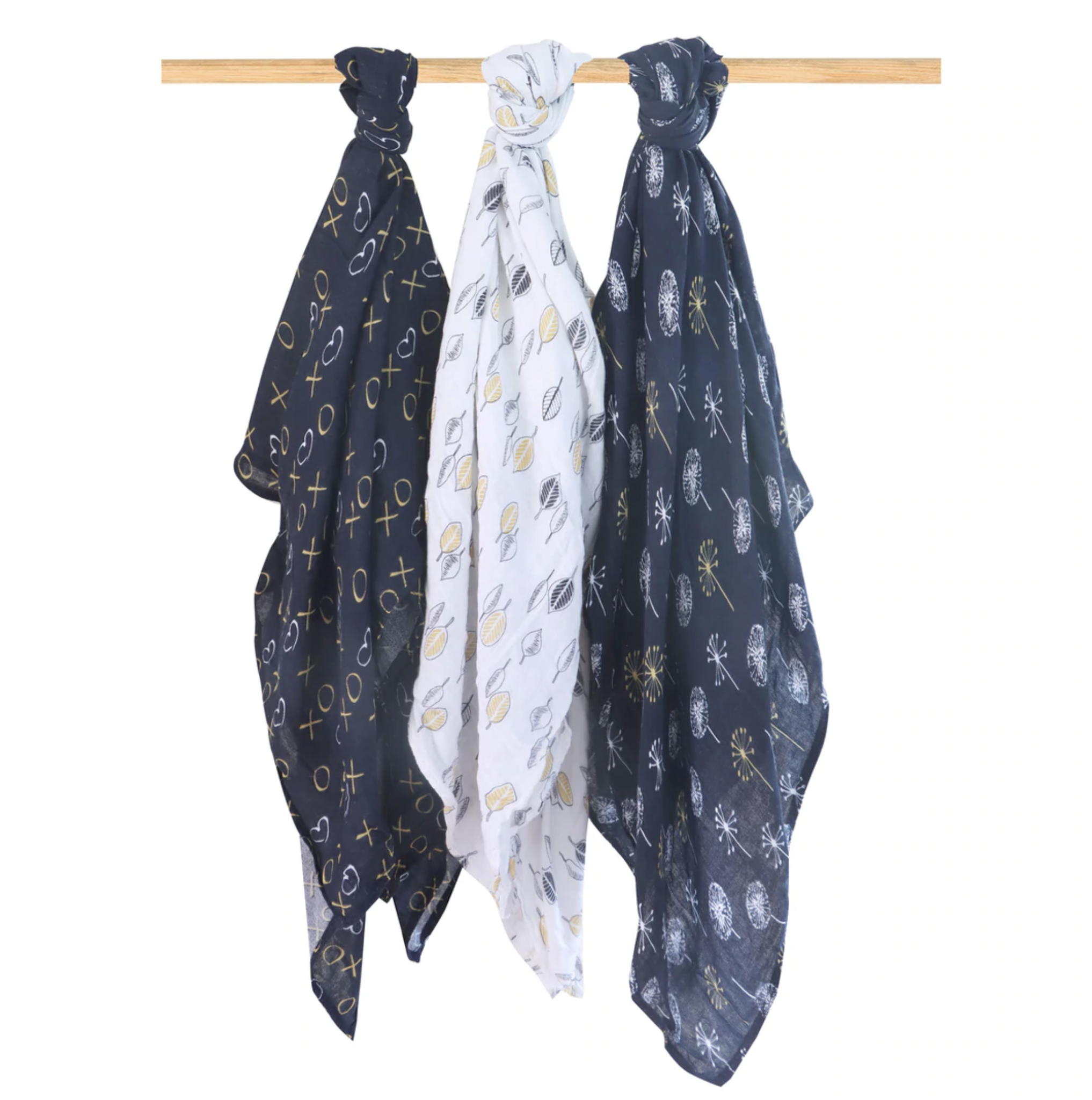 Bamboo 3pk Muslin Swaddle WrapsNight Sky Whole Bubs