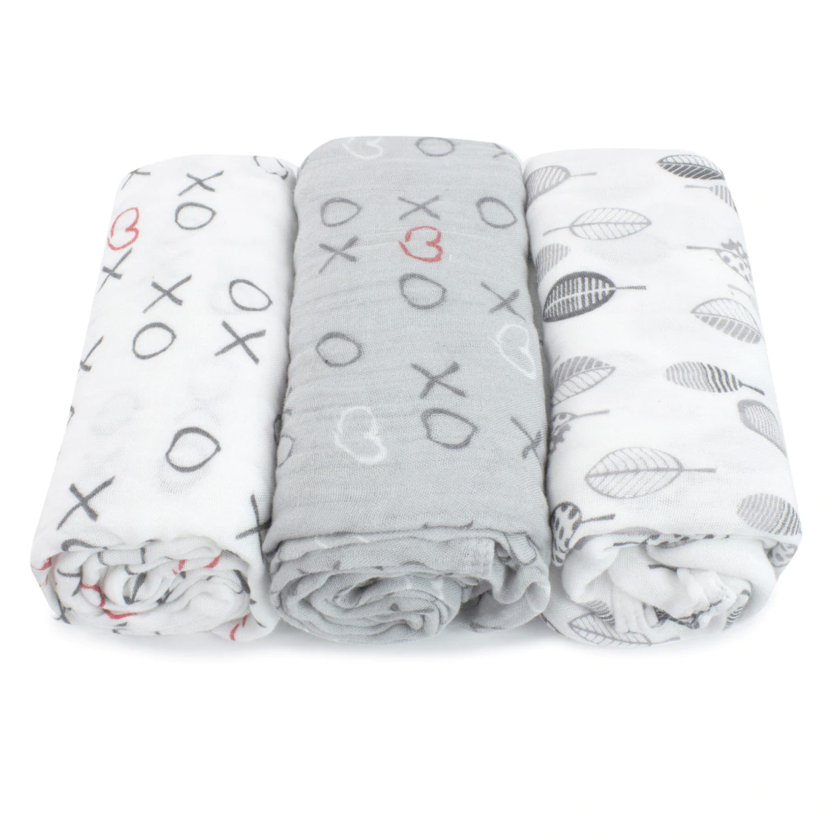 Bubba Blue Bamboo 3pk Muslin Swaddle Wraps-Silver Mist