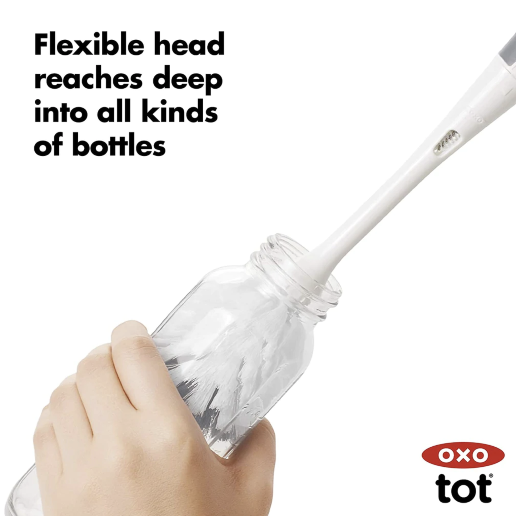 OXO Tot Bottle Brush with Detail Cleaner & Stand - Gray