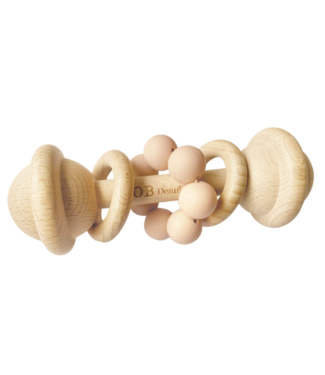 OB Designs Eco-Friendly Rattle|Organic Beechwood Silicone Toy-Blush