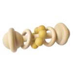 OB Designs Eco-Friendly Rattle|Organic Beechwood Silicone Toy-Turmeric