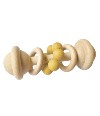 OB Designs Eco-Friendly Rattle|Organic Beechwood Silicone Toy-Turmeric